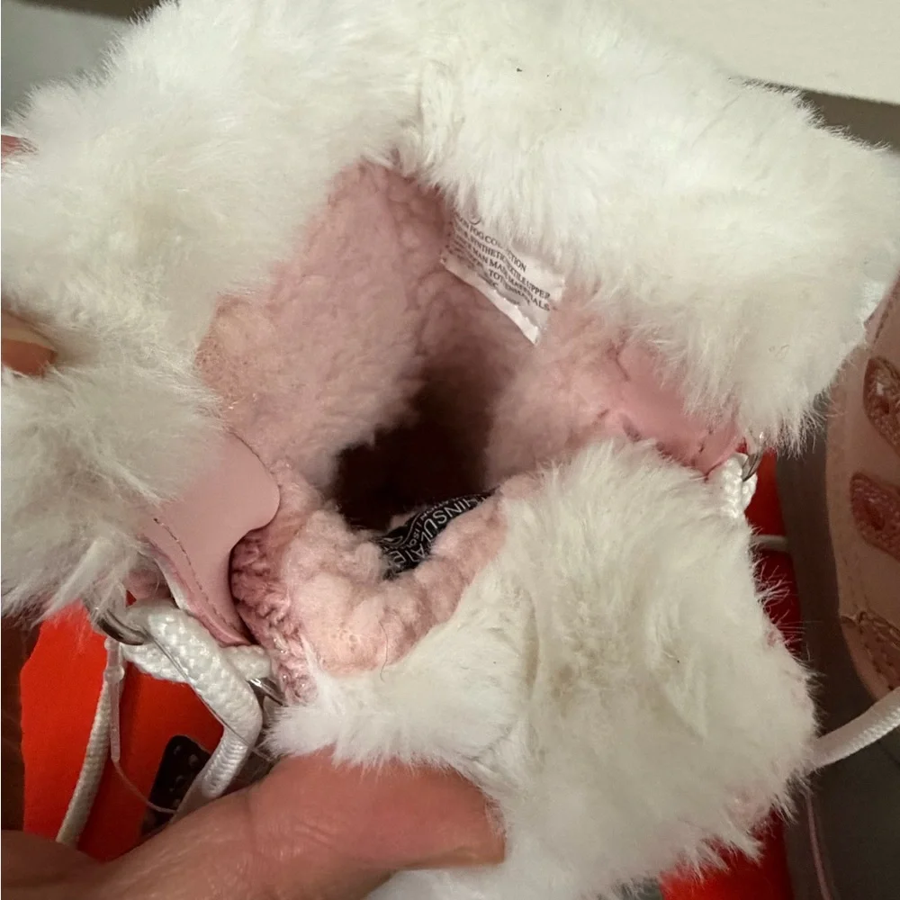 London Fog Pink and Gray Girls Faux-Fur Winter‎ Boots